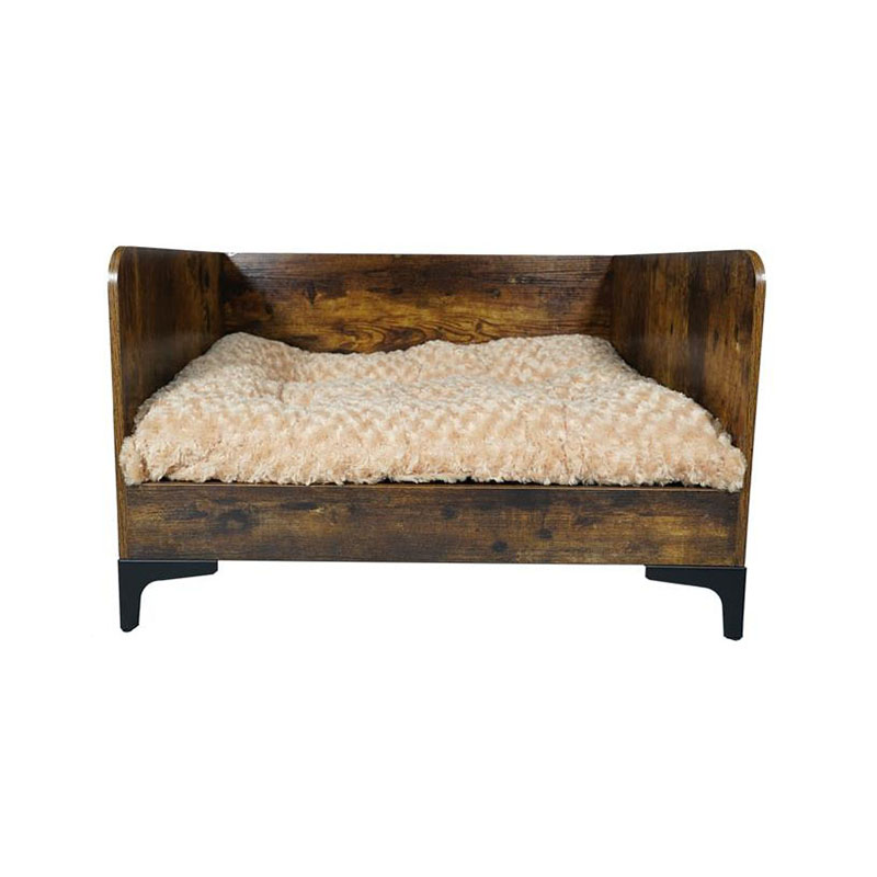 Katil anjing yang ditinggikan kayu dalaman moden dengan bingkai