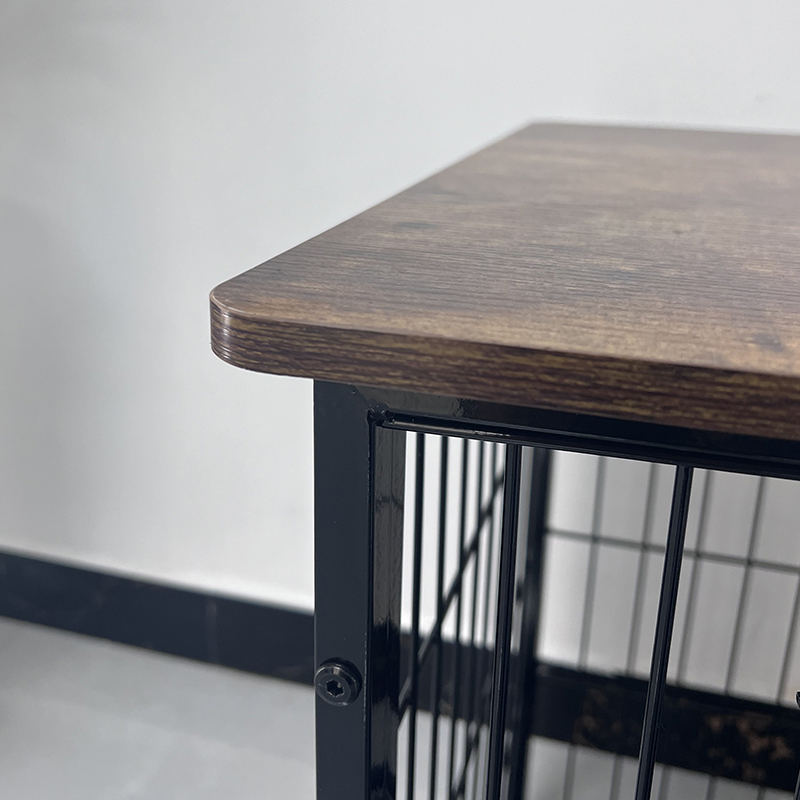 Sangkar anjing perabot kayu besar dengan dulang yang boleh ditanggalkan Sangkar anjing perabot kayu besar dengan dulang yang boleh ditanggalkan