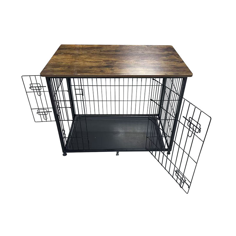 Sangkar anjing perabot kayu besar dengan dulang yang boleh ditanggalkan Sangkar anjing perabot kayu besar dengan dulang yang boleh ditanggalkan