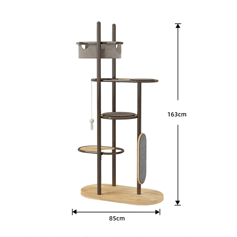 Lantai ke siling tinggi getah kayu kucing pokok menara kondo dengan bakul tidur Lantai ke siling tinggi getah kayu kucing pokok menara kondo dengan bakul tidur