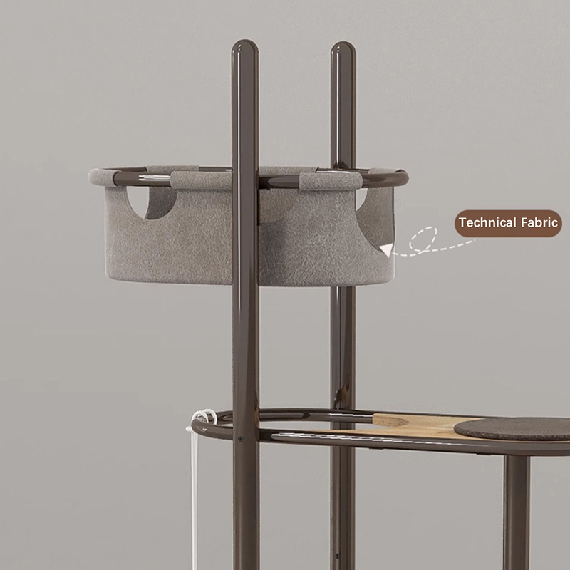 Lantai ke siling tinggi getah kayu kucing pokok menara kondo dengan bakul tidur Lantai ke siling tinggi getah kayu kucing pokok menara kondo dengan bakul tidur