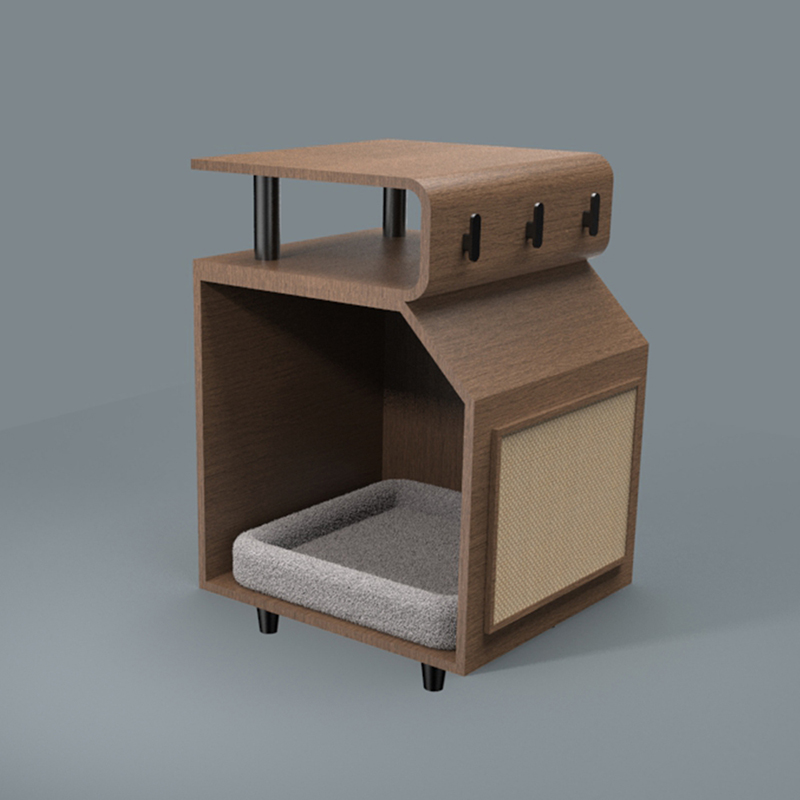 Katil haiwan peliharaan kayu katil dengan papan menggaru Katil haiwan peliharaan kayu katil dengan papan menggaru