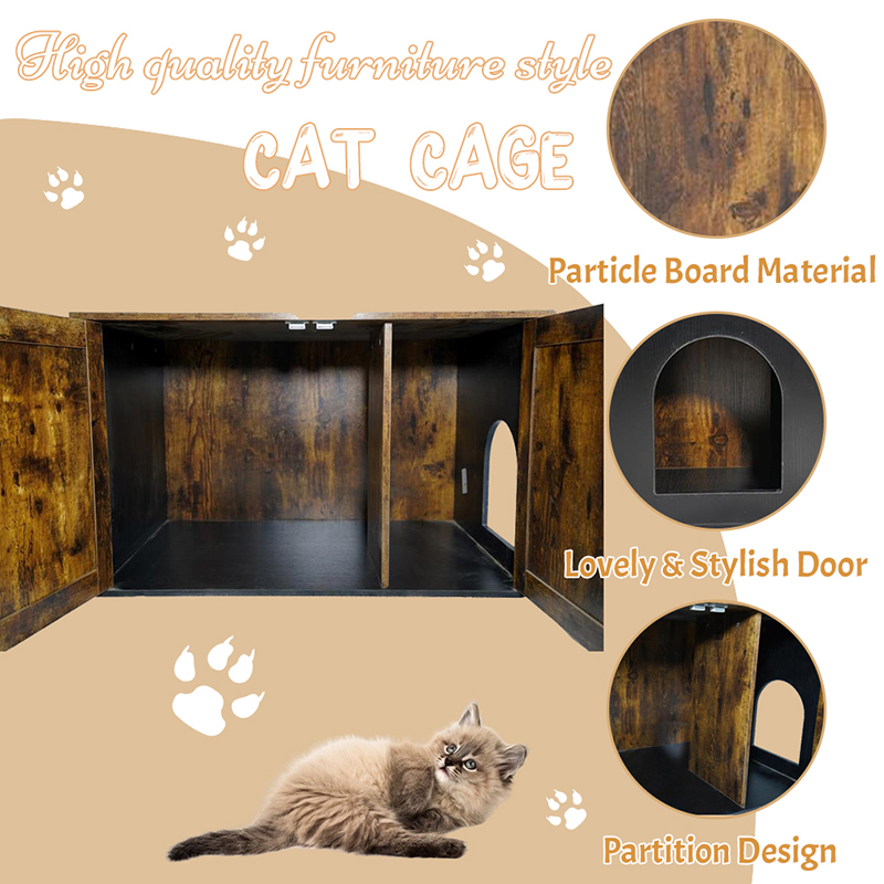Sangkar Kucing Perabot Dalaman dengan Kabinet Sampah Pembahagi Sangkar Kucing Perabot Dalaman dengan Kabinet Sampah Pembahagi