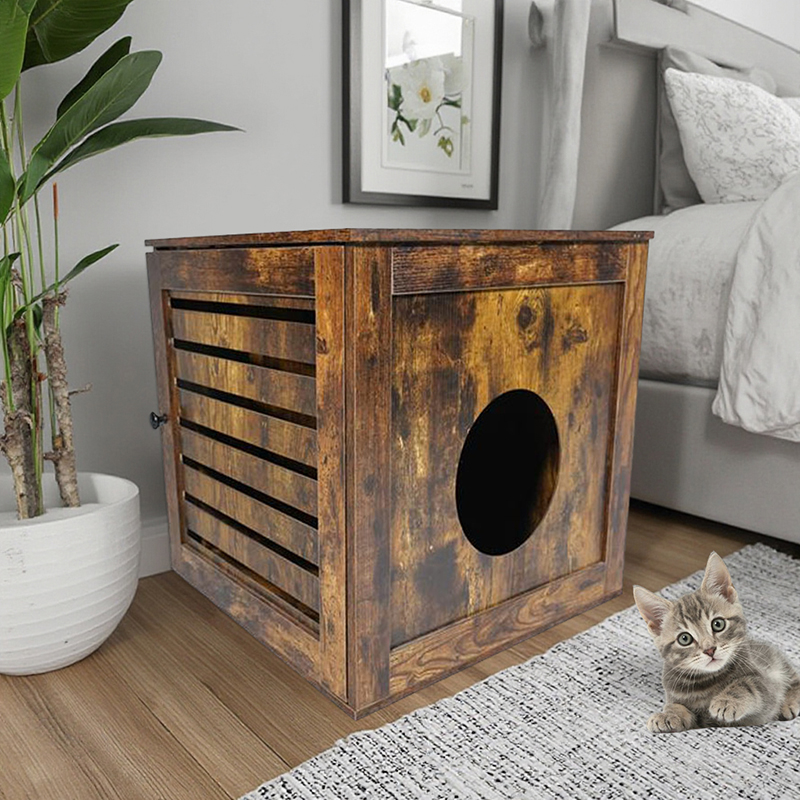 Perabot meja sampingan dalaman kandang kucing sampah kabinet Perabot meja sampingan dalaman kandang kucing sampah kabinet