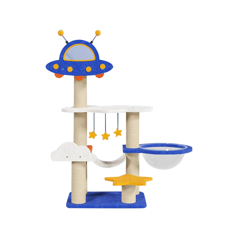 Blue Space Capsule Climbing Frame Cat Tree Tower Untuk Mainan Bermain Anak Kawan