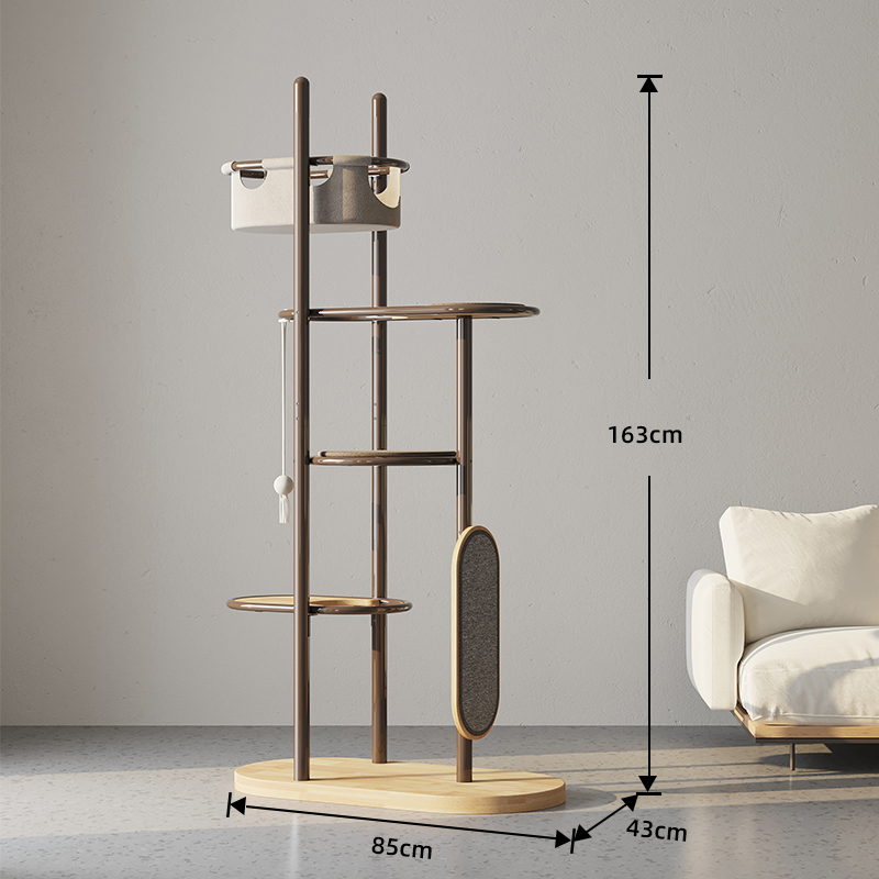 Lantai ke siling tinggi getah kayu kucing pokok menara kondo dengan bakul tidur Lantai ke siling tinggi getah kayu kucing pokok menara kondo dengan bakul tidur